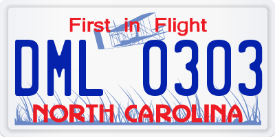 NC license plate DML0303