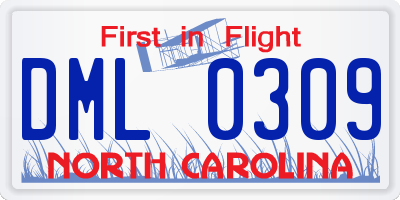 NC license plate DML0309