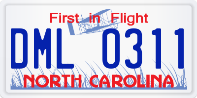 NC license plate DML0311