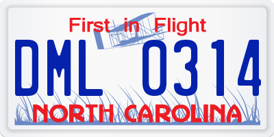 NC license plate DML0314