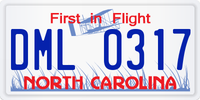 NC license plate DML0317