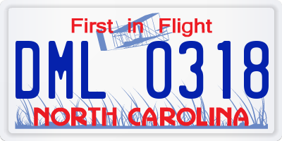 NC license plate DML0318