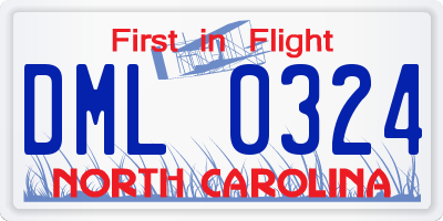 NC license plate DML0324