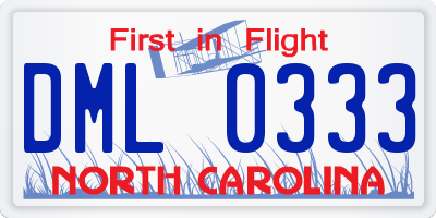 NC license plate DML0333