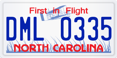NC license plate DML0335