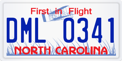NC license plate DML0341