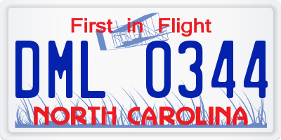 NC license plate DML0344
