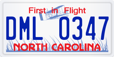 NC license plate DML0347