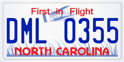 NC license plate DML0355
