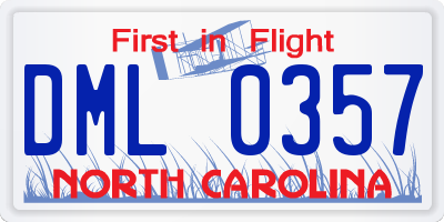 NC license plate DML0357