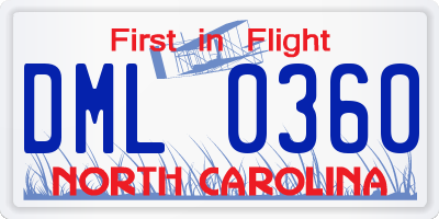 NC license plate DML0360