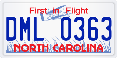 NC license plate DML0363