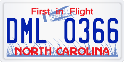 NC license plate DML0366