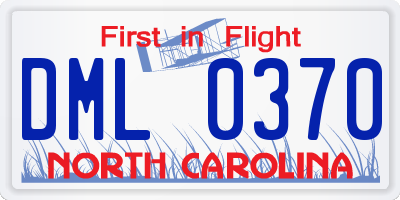 NC license plate DML0370