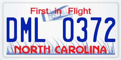 NC license plate DML0372