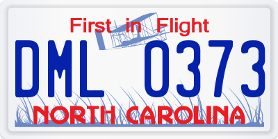 NC license plate DML0373