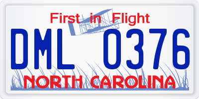 NC license plate DML0376