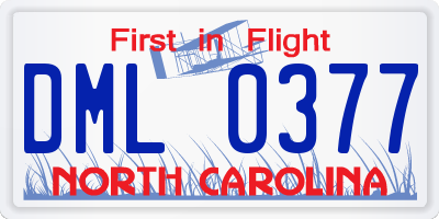 NC license plate DML0377