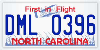NC license plate DML0396