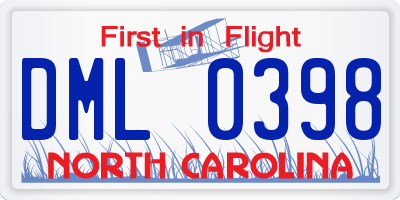 NC license plate DML0398