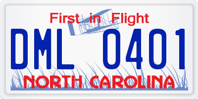 NC license plate DML0401