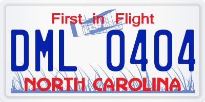 NC license plate DML0404