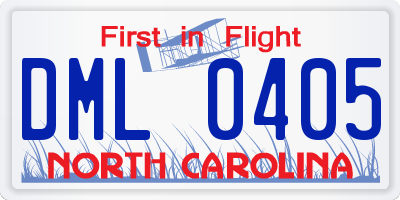 NC license plate DML0405