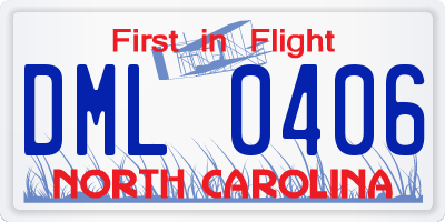 NC license plate DML0406