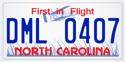 NC license plate DML0407