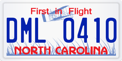 NC license plate DML0410