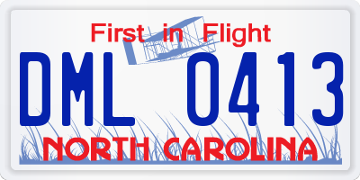 NC license plate DML0413
