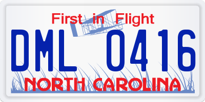 NC license plate DML0416