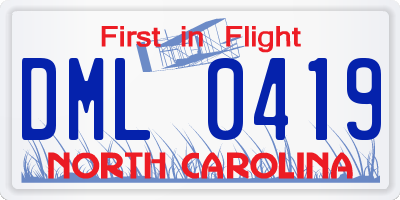 NC license plate DML0419