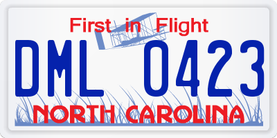 NC license plate DML0423
