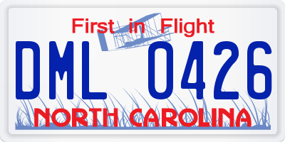 NC license plate DML0426