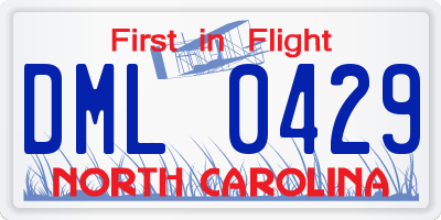 NC license plate DML0429