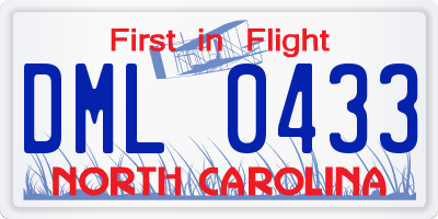 NC license plate DML0433