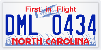 NC license plate DML0434