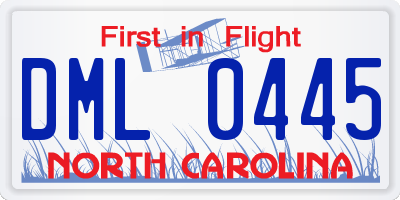 NC license plate DML0445