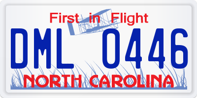NC license plate DML0446
