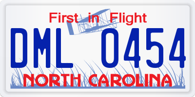 NC license plate DML0454