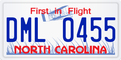 NC license plate DML0455