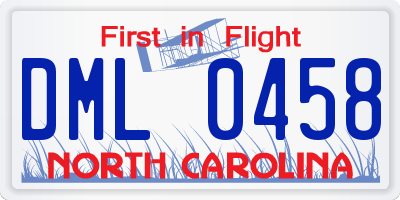 NC license plate DML0458
