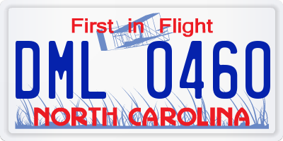 NC license plate DML0460