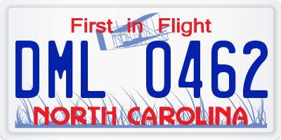 NC license plate DML0462