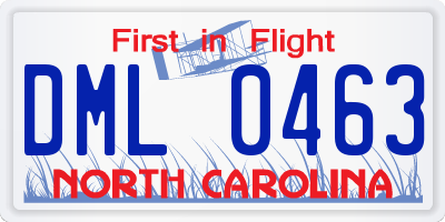 NC license plate DML0463