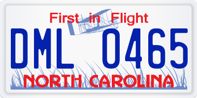 NC license plate DML0465