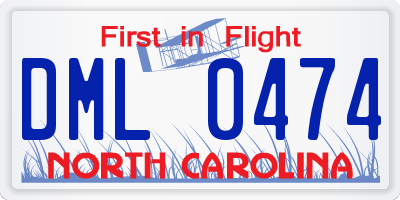 NC license plate DML0474