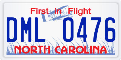 NC license plate DML0476