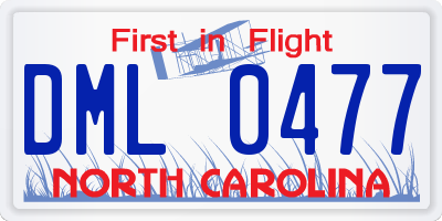 NC license plate DML0477
